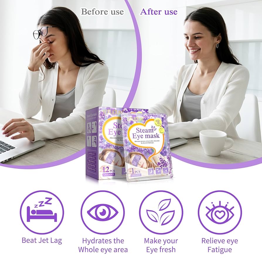 12Pcs Lavender Steam Eye Mask