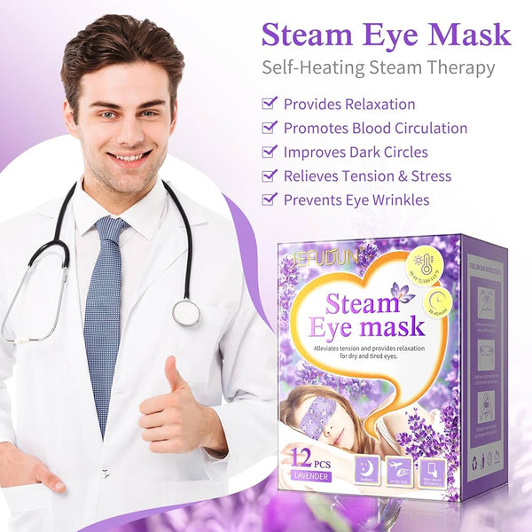 12Pcs Lavender Steam Eye Mask